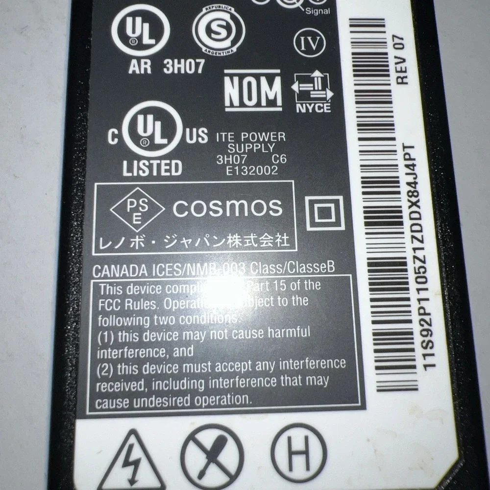 Lenovo 92P1105 AC Adapter 90W 20V Power Supply Charger – FRU 42T5000, Barrel Tip